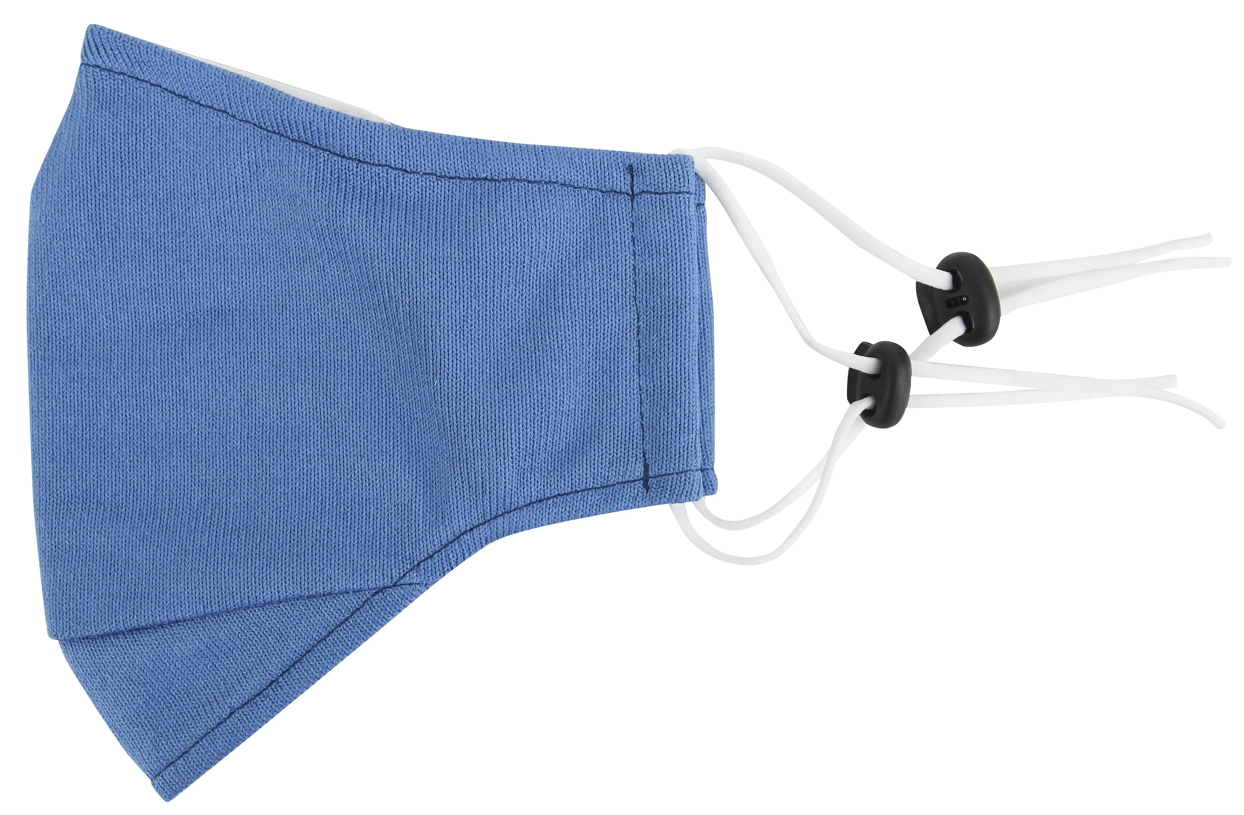 3 Ply Reusable Face Mask, Cerulean Blue, Large, 3 Pack