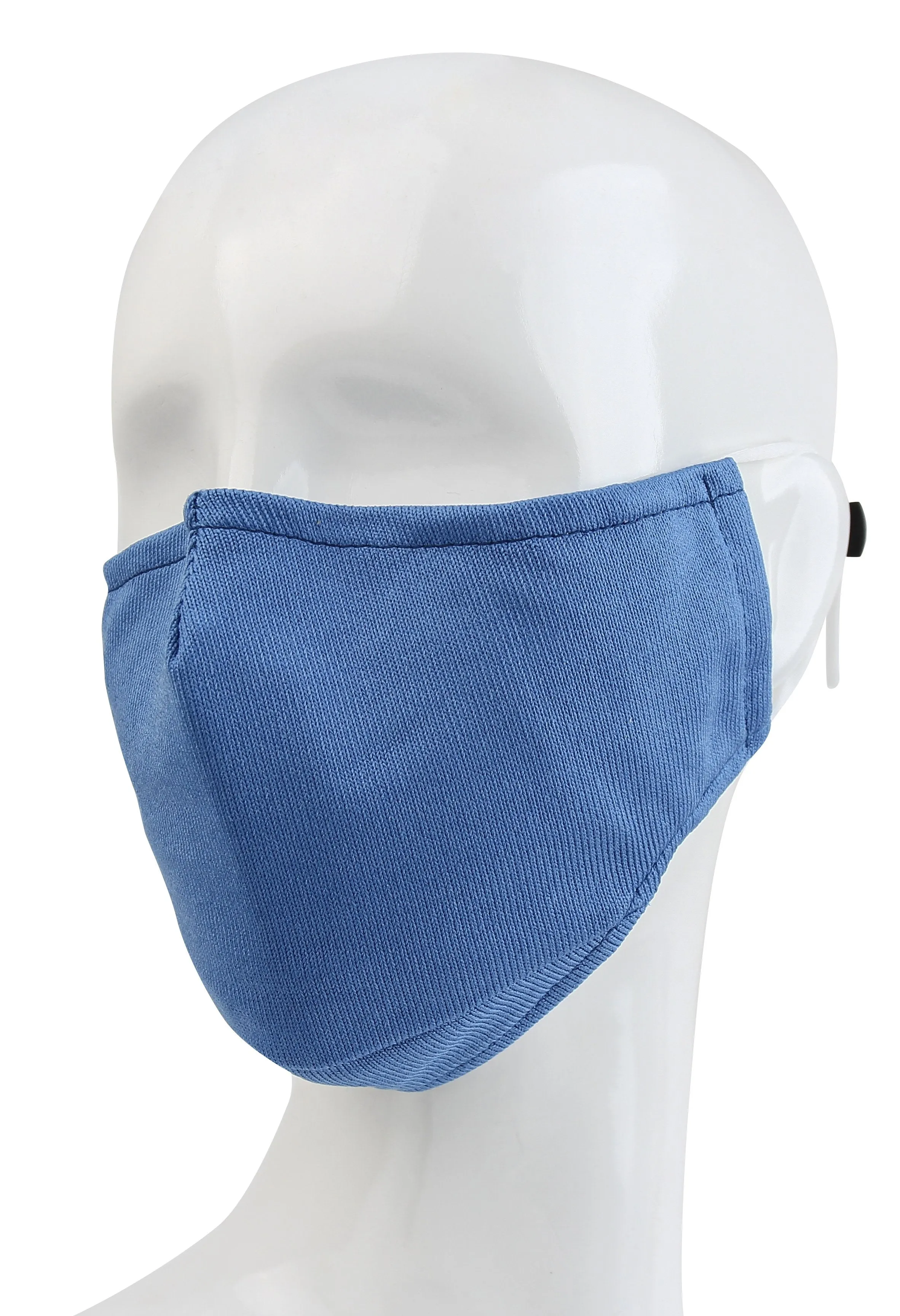 3 Ply Reusable Face Mask, Cerulean Blue, Large, 3 Pack