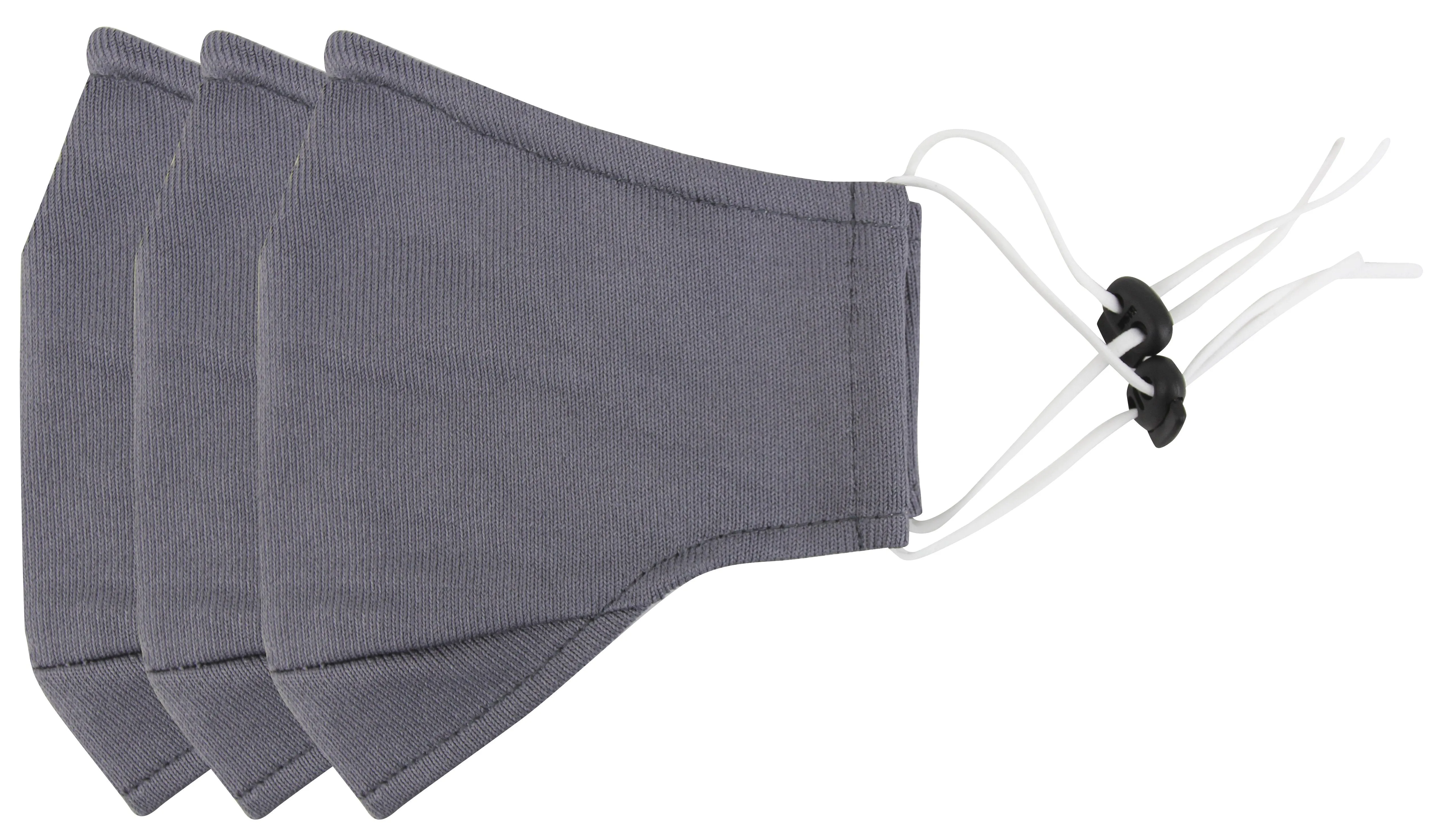 3 Ply Reusable Face Mask, Grey, Large, 3 Pack