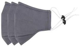 3 Ply Reusable Face Mask, Grey, Large, 3 Pack