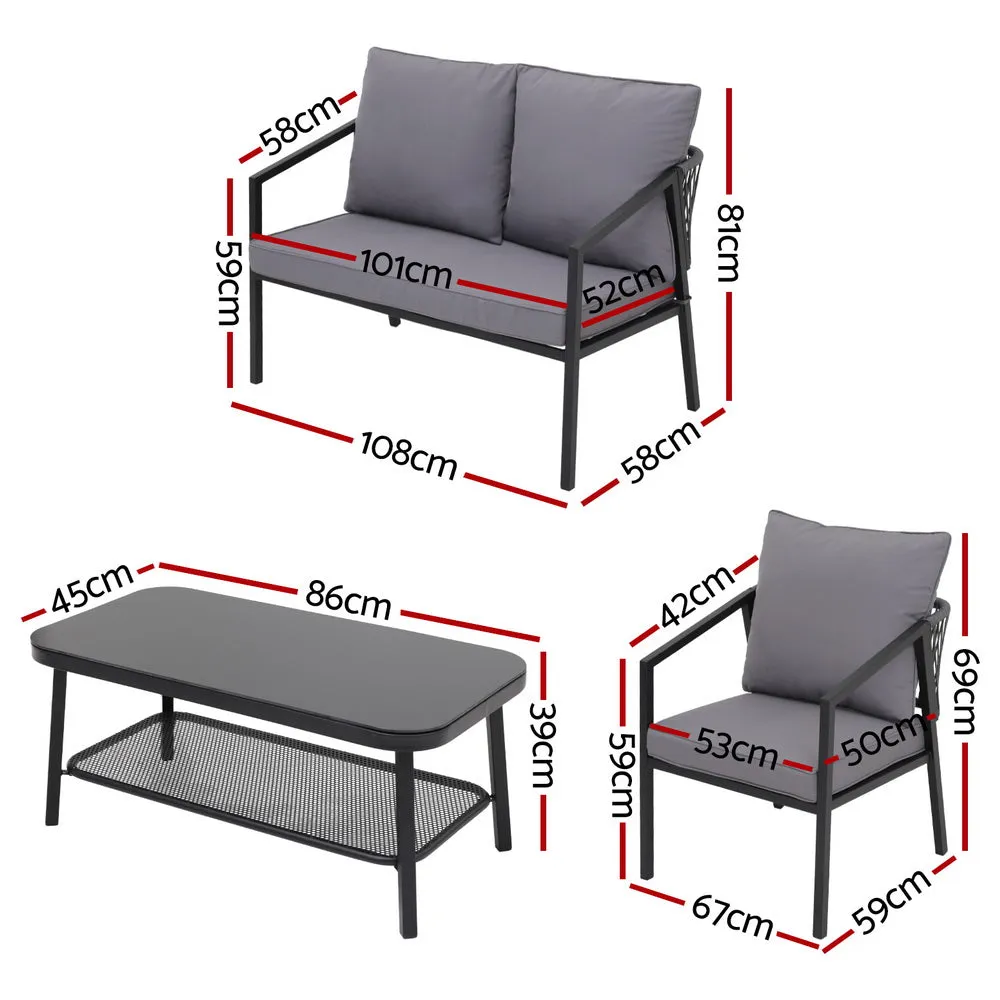 4 Seater Outdoor Sofa Set | 4PCS | Table & Chair Setting | Patio Furniture