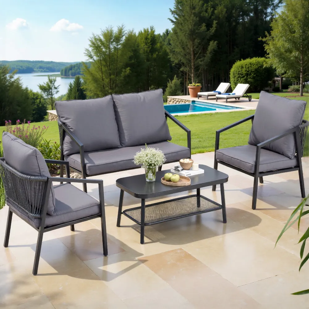 4 Seater Outdoor Sofa Set | 4PCS | Table & Chair Setting | Patio Furniture