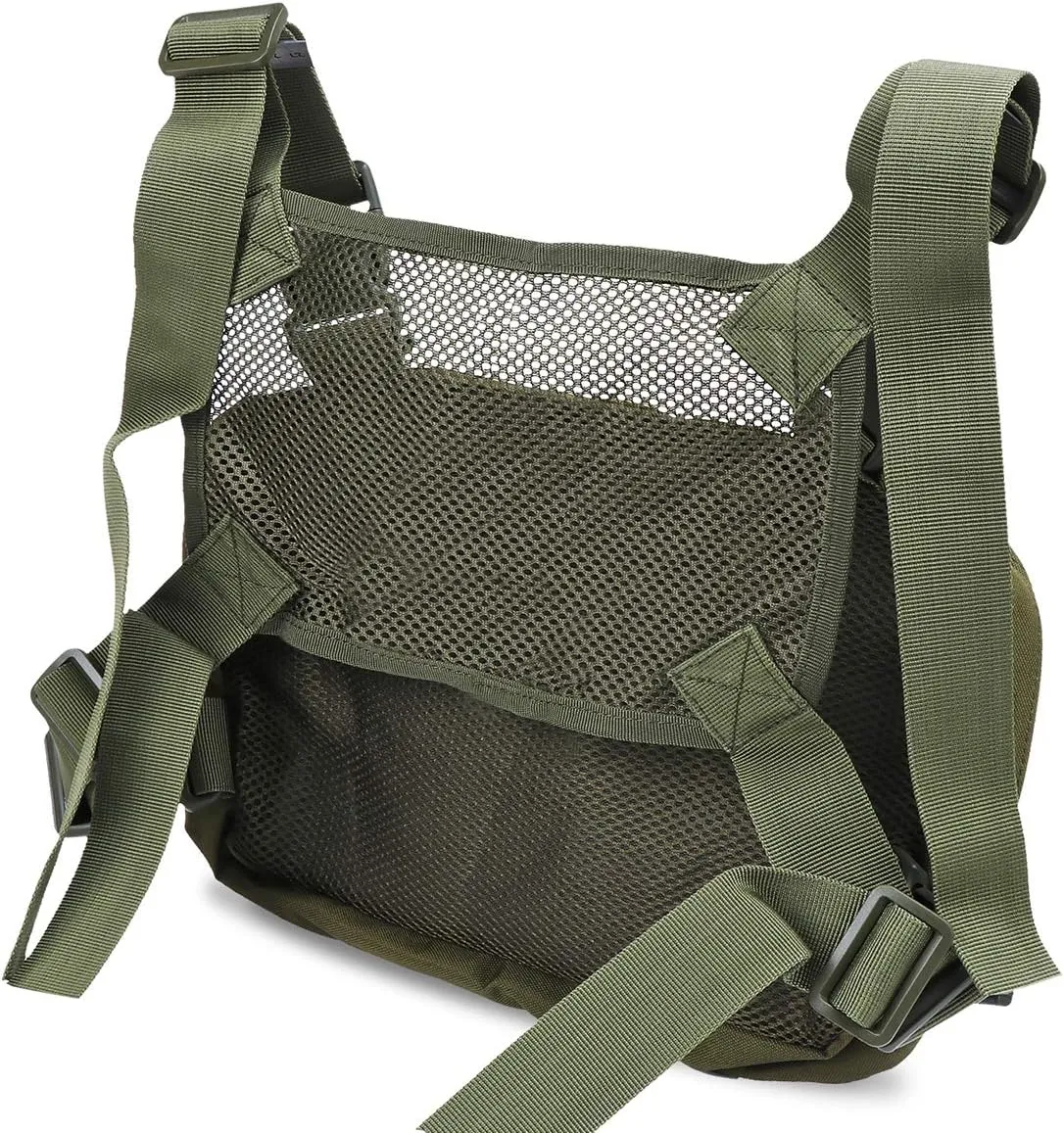 abcGoodefg Tactical Chest Rig Molle Radio Chest Harness Holder Holster Vest Front Chest Pouch Outdoor Chest Bag Chest Pack (ARMY GREEN)