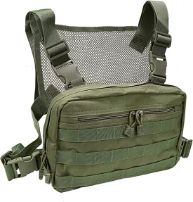 abcGoodefg Tactical Chest Rig Molle Radio Chest Harness Holder Holster Vest Front Chest Pouch Outdoor Chest Bag Chest Pack (ARMY GREEN)