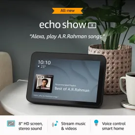 All new Echo Show 8 (2nd Gen)ith 8" HD screen, stereo sound & hands-free entertainment with Alexa (Black)