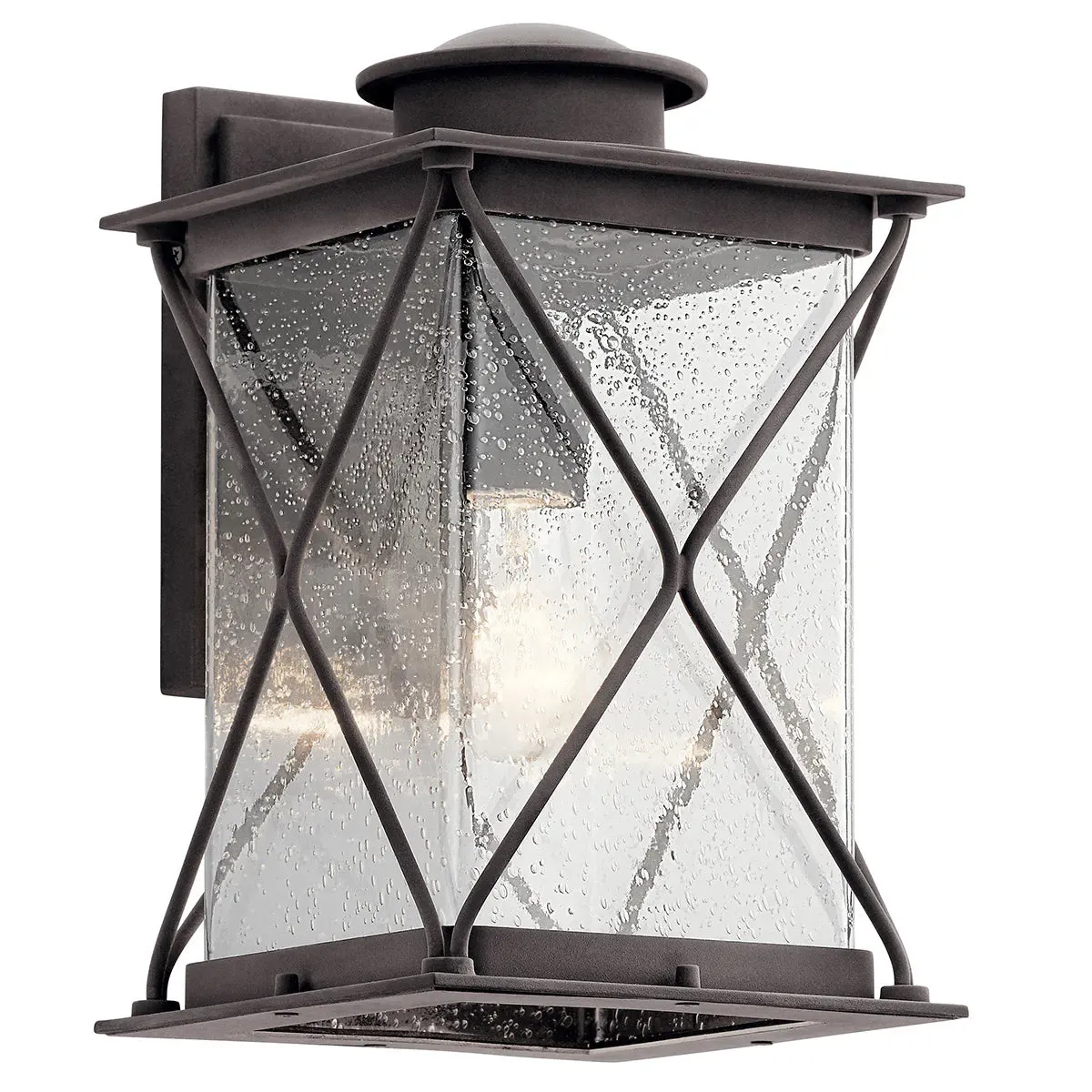 Argyle 13 in 1-Light LED Outdoor Wall Light With Clear Seeded Glass, Bronze Finish