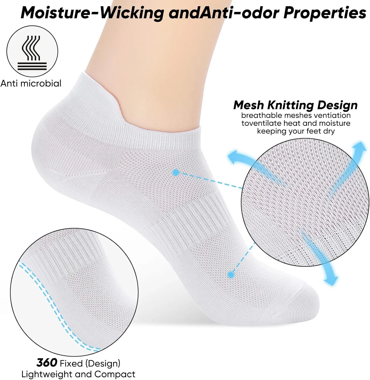 ATBITER Ankle Socks Womens and Men Thin Athletic Running Low Cut No Show Socks With Heel Tab 6-10 Pairs