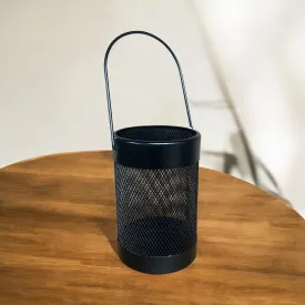 Black Mesh Lantern Metal Wired Pillar LED Candle Hanging Lantern Indoor outdoor