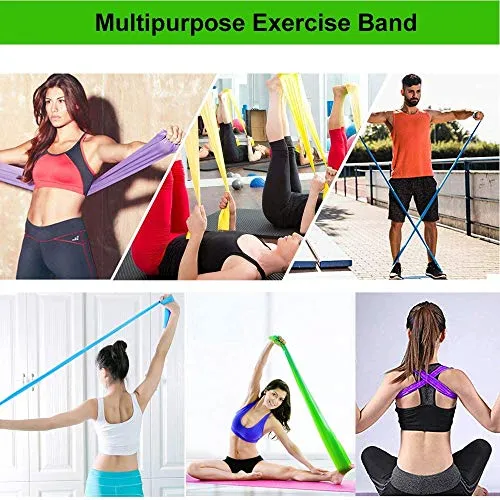 Fitlastics Resistance Bands 6FT Long for Strength Training, Stretching, Pilates, Yoga Exercises Home Fitness Workouts for Men/Women (Yellow (5ft) - 15lbs)