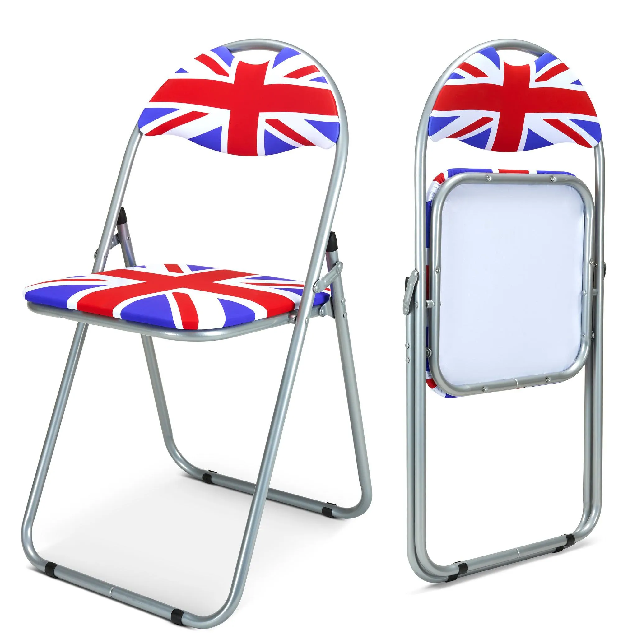 Folding Padded Office Dining Desk Chair - Union Jack