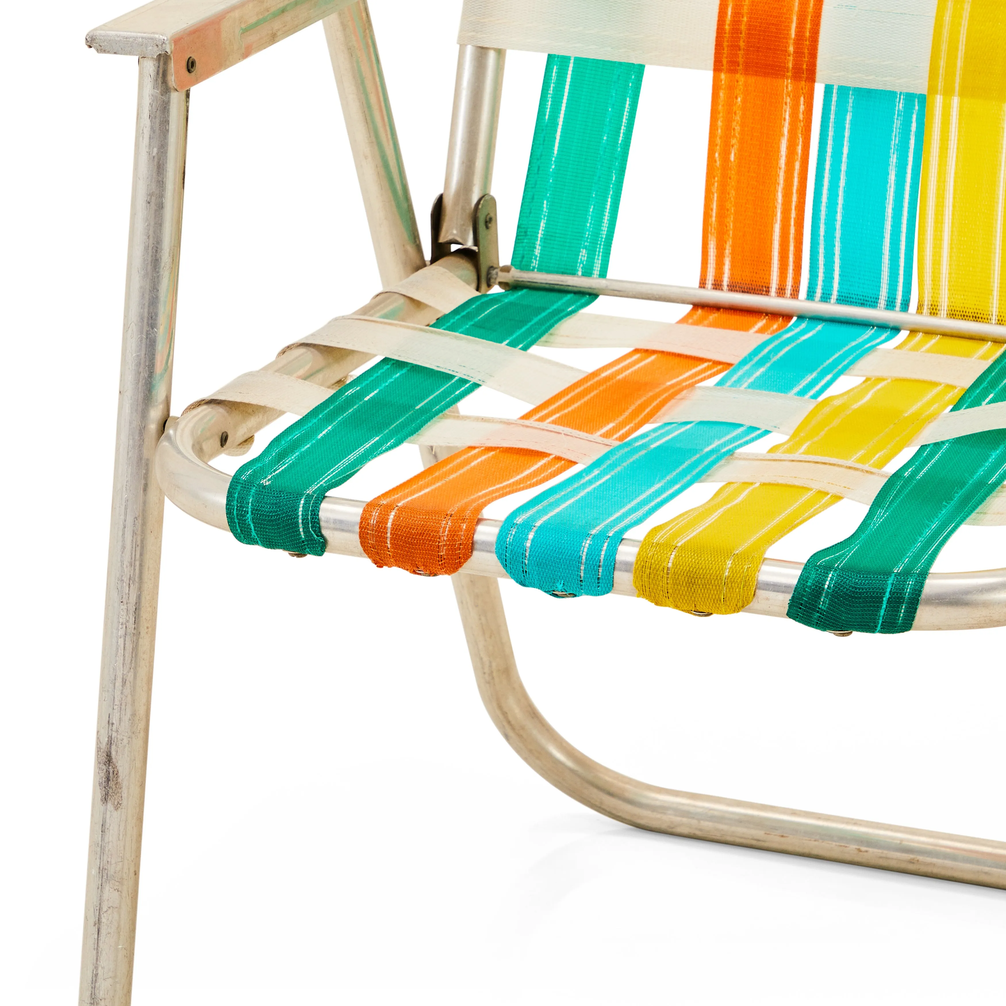 Green, Yellow & Orange Folding Metal Lawn Chair