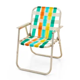 Green, Yellow & Orange Folding Metal Lawn Chair