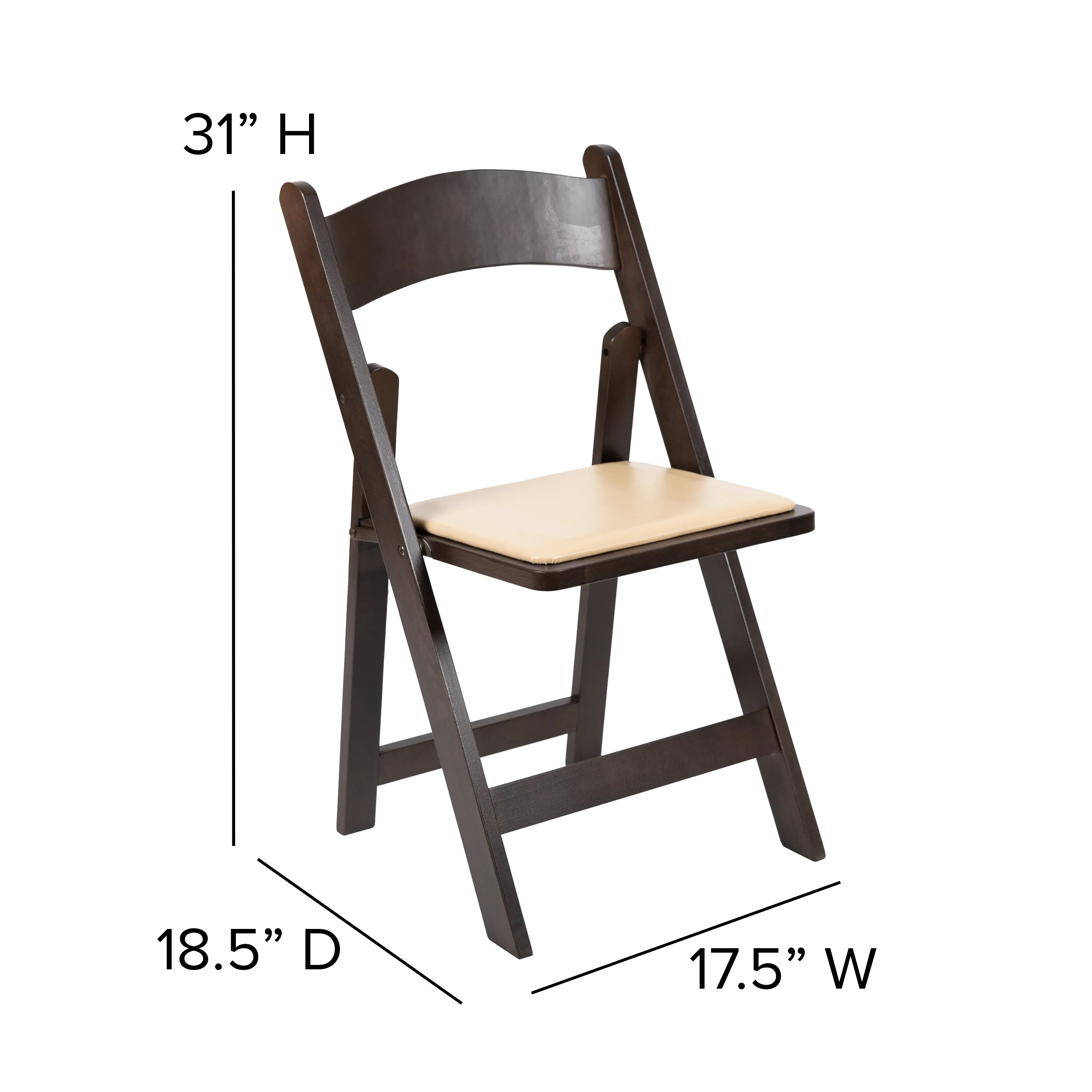 HERCULES Series Chocolate Wood Folding Chair with Vinyl Padded Seat