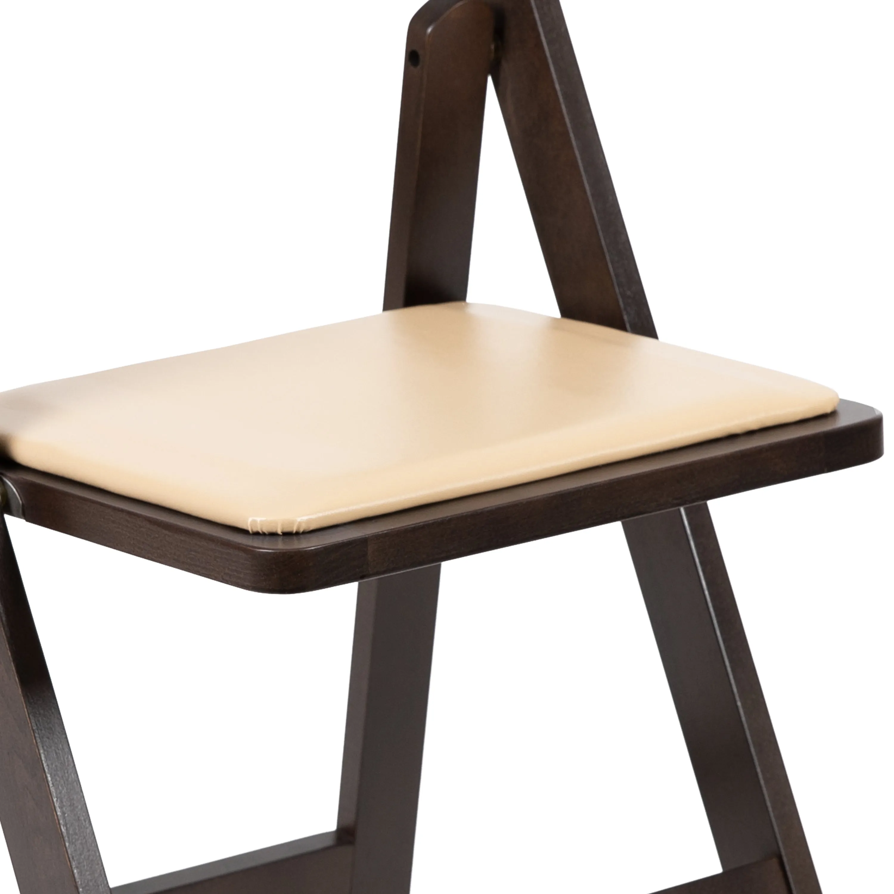 HERCULES Series Chocolate Wood Folding Chair with Vinyl Padded Seat