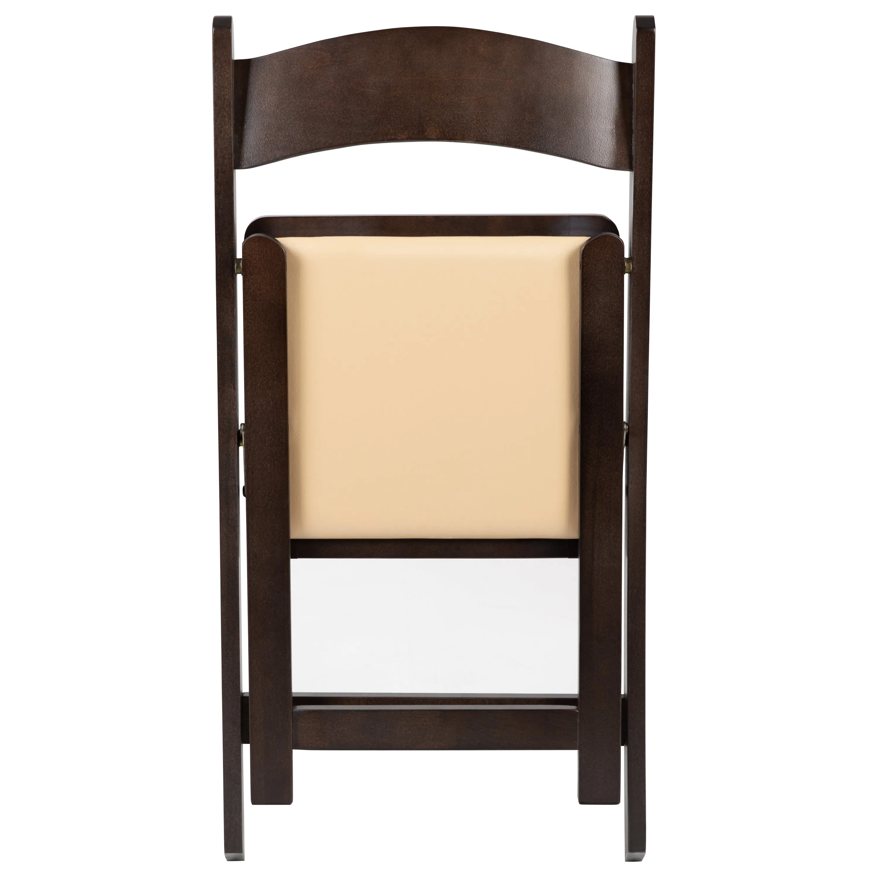HERCULES Series Chocolate Wood Folding Chair with Vinyl Padded Seat