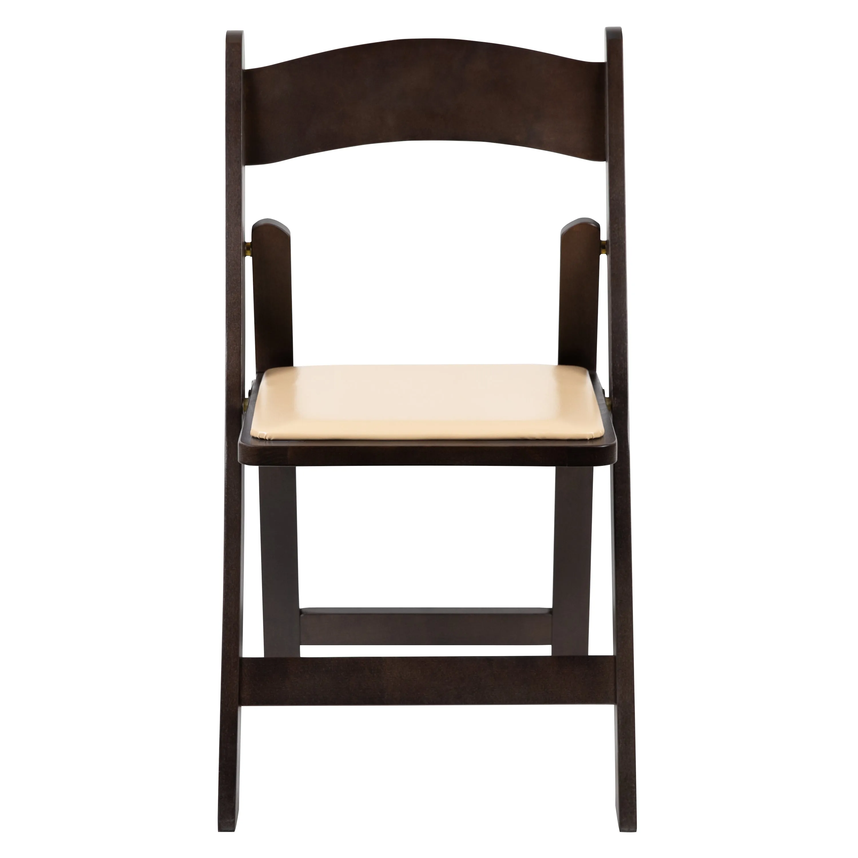 HERCULES Series Chocolate Wood Folding Chair with Vinyl Padded Seat
