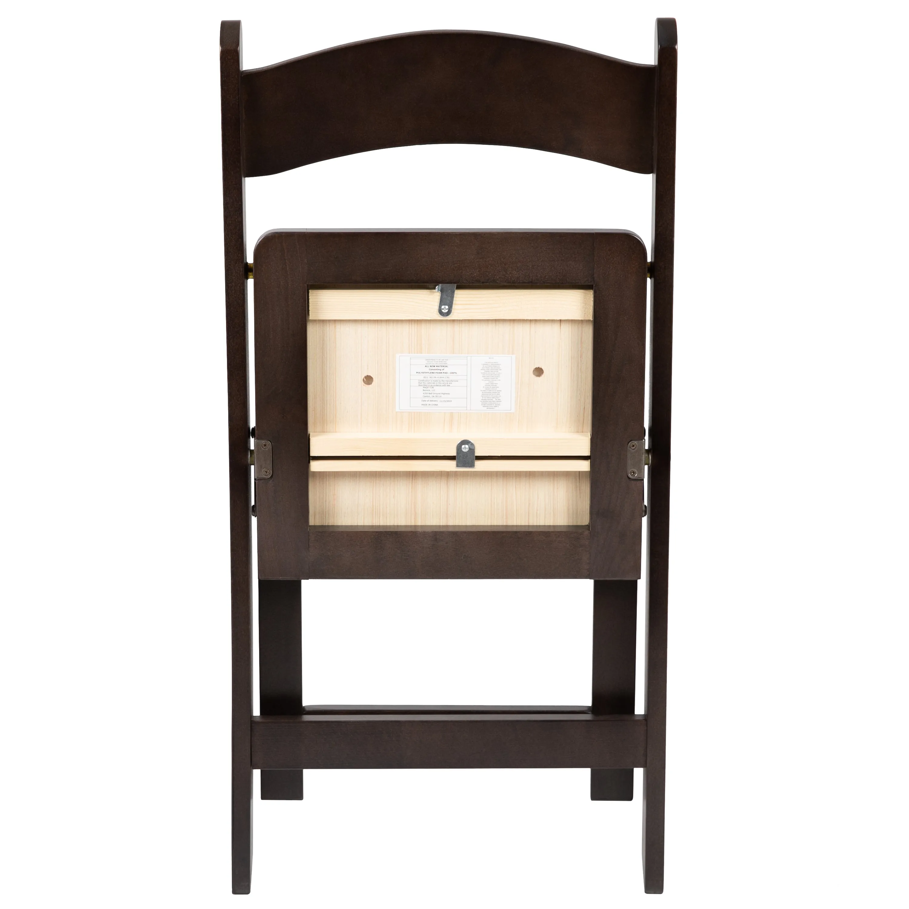 HERCULES Series Chocolate Wood Folding Chair with Vinyl Padded Seat