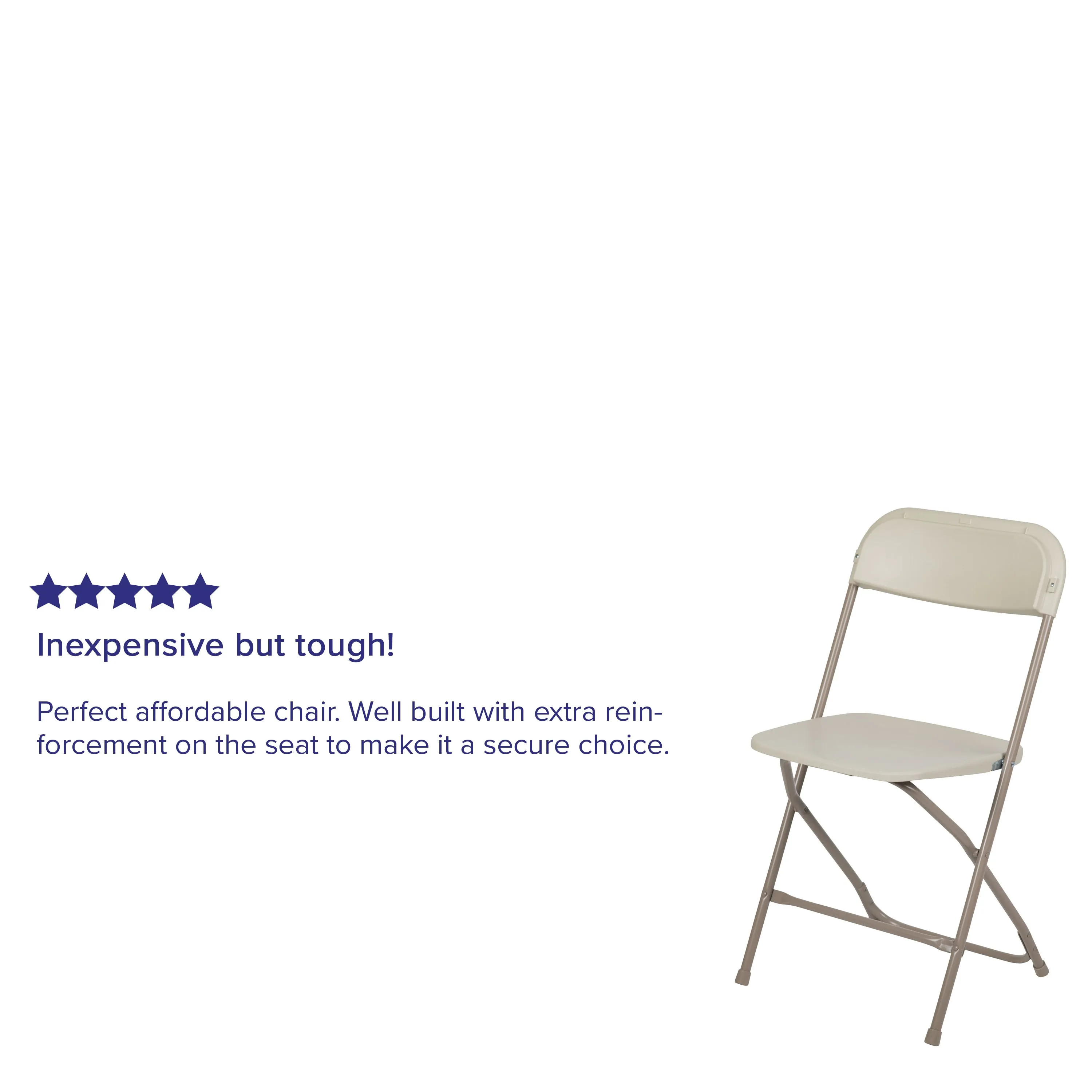 Hercules Series Plastic Folding Chair Beige - 2 Pack 650LB Weight Capacity Comfortable Event Chair-Lightweight Folding Chair