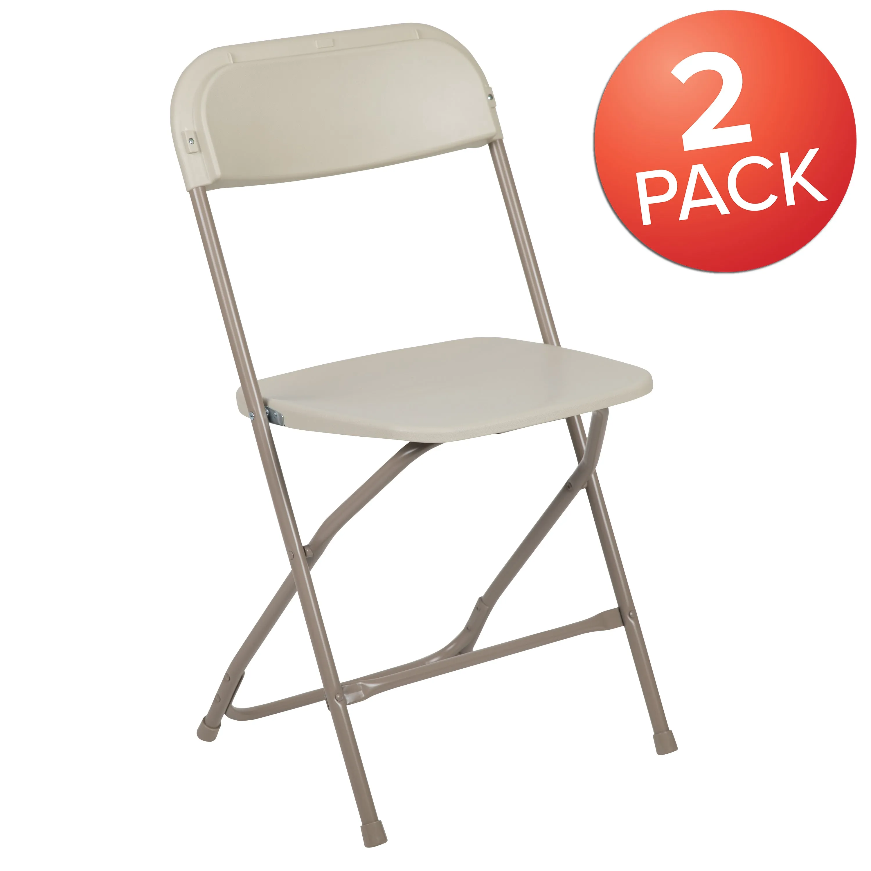Hercules Series Plastic Folding Chair Beige - 2 Pack 650LB Weight Capacity Comfortable Event Chair-Lightweight Folding Chair