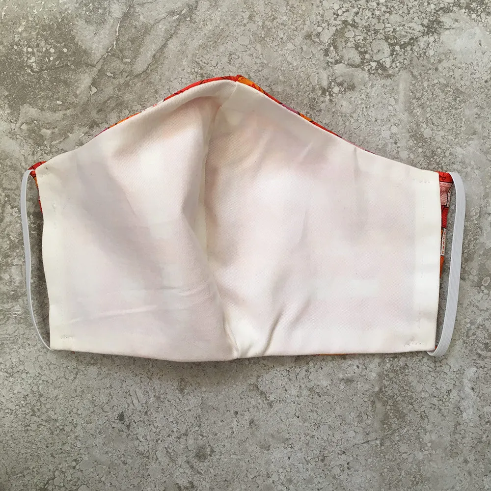 Hermes Vintage Handmade Bolduc Au Carre Silk Scarf Face Mask