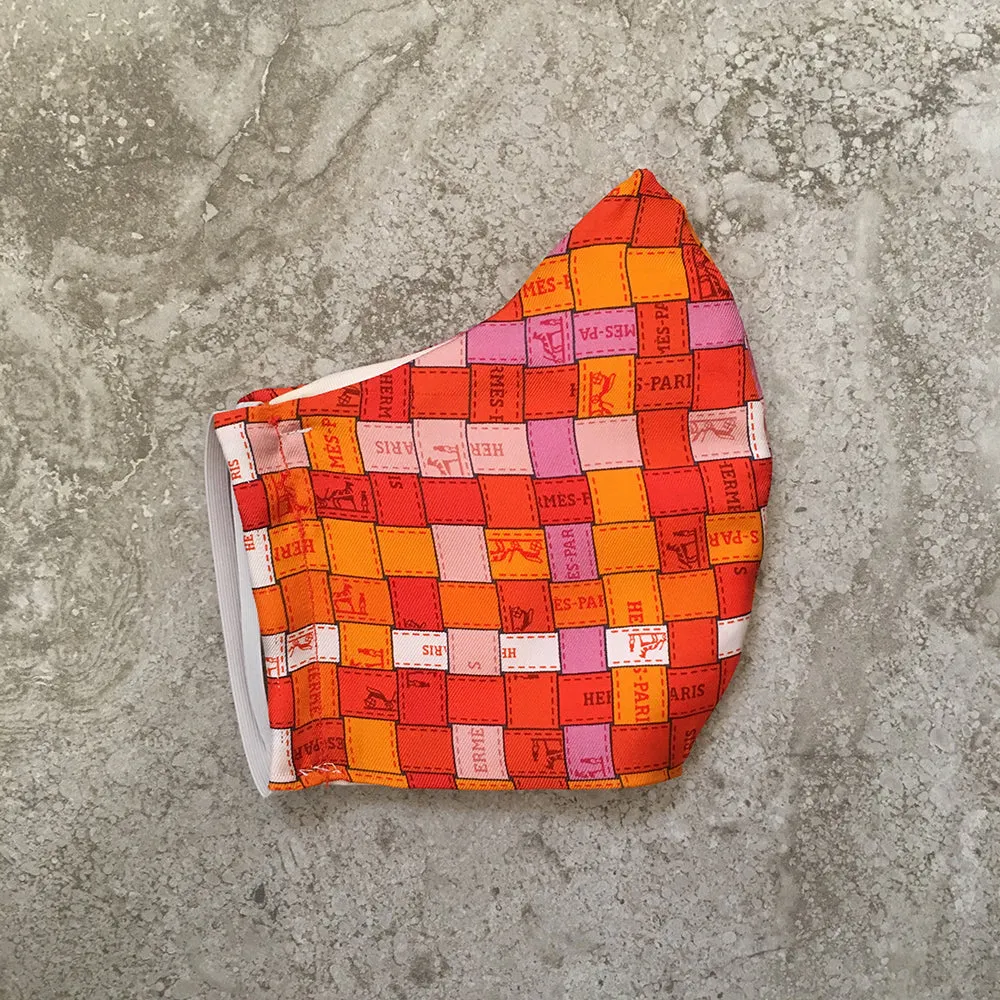 Hermes Vintage Handmade Bolduc Au Carre Silk Scarf Face Mask