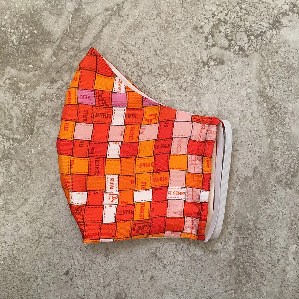 Hermes Vintage Handmade Bolduc Au Carre Silk Scarf Face Mask
