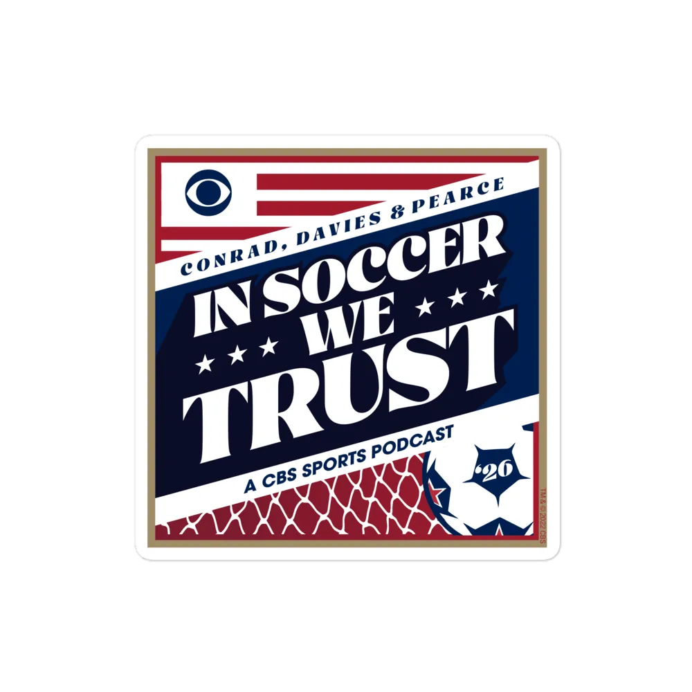 In Soccer We Trust Podcast Key Art Die Cut Sticker