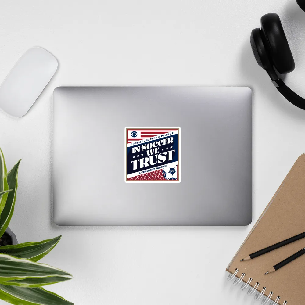 In Soccer We Trust Podcast Key Art Die Cut Sticker
