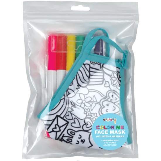 Iscream Children's Color Me Face Mask w/Markers - Over the Rainbow