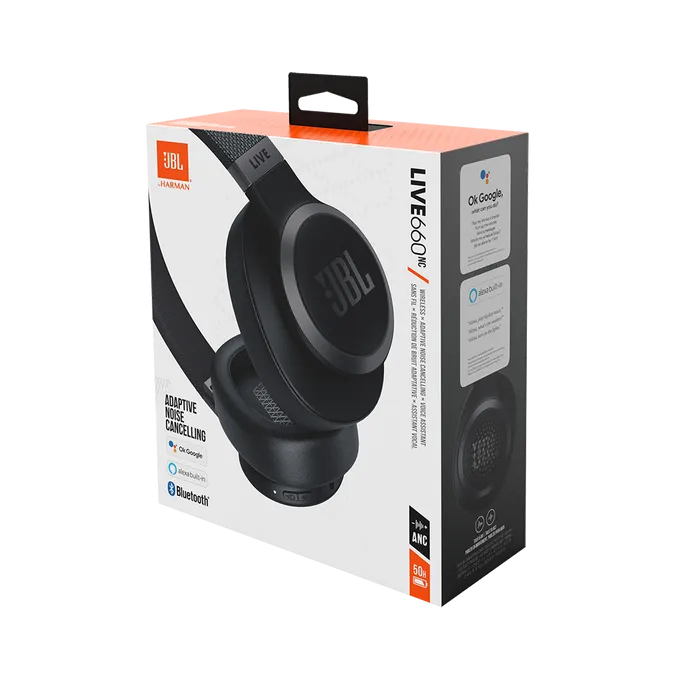jbl live 660nc headphones over-ear bt noise cancelling black
