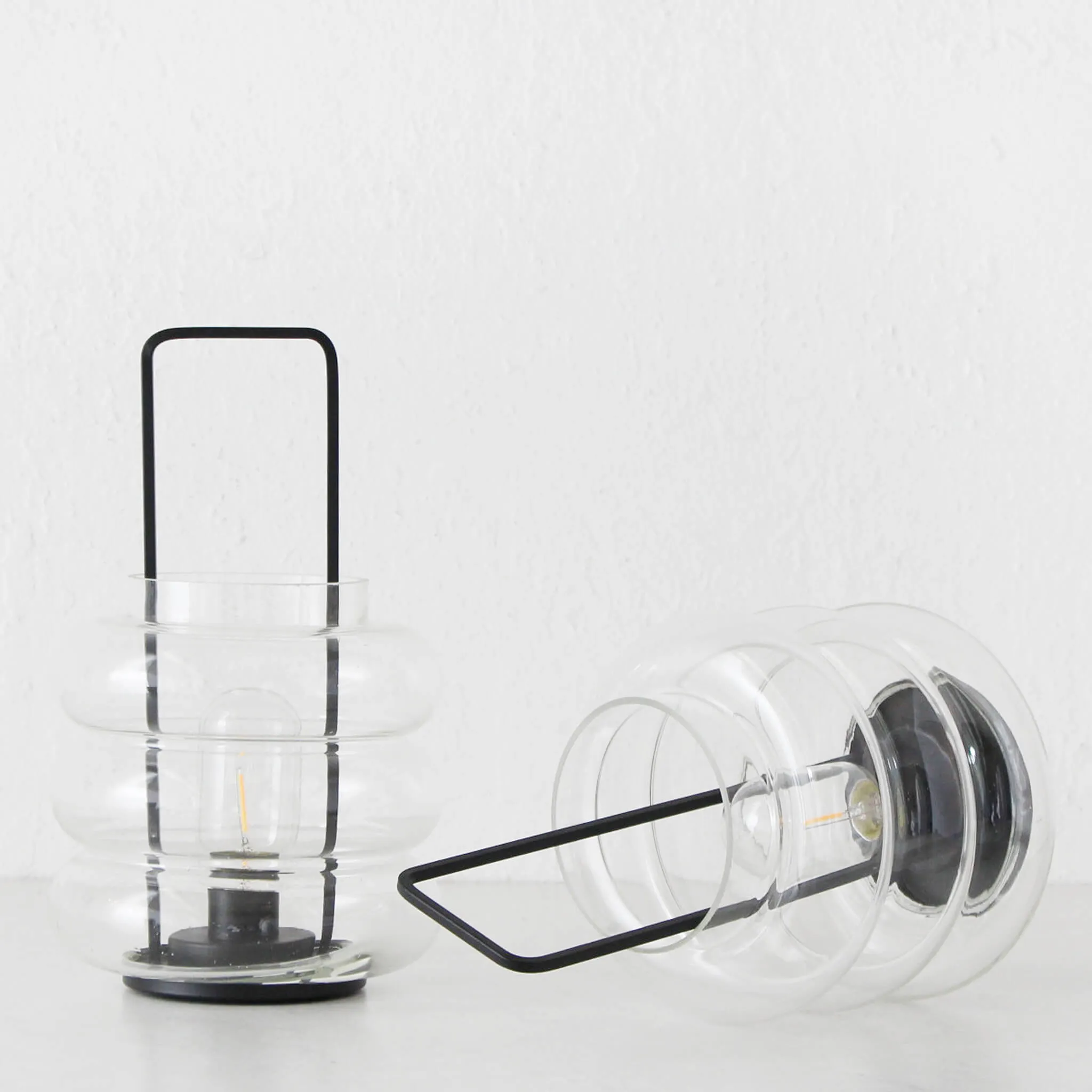 LAGUARDIA GLASS LED LANTERN  |  MATTE BLACK