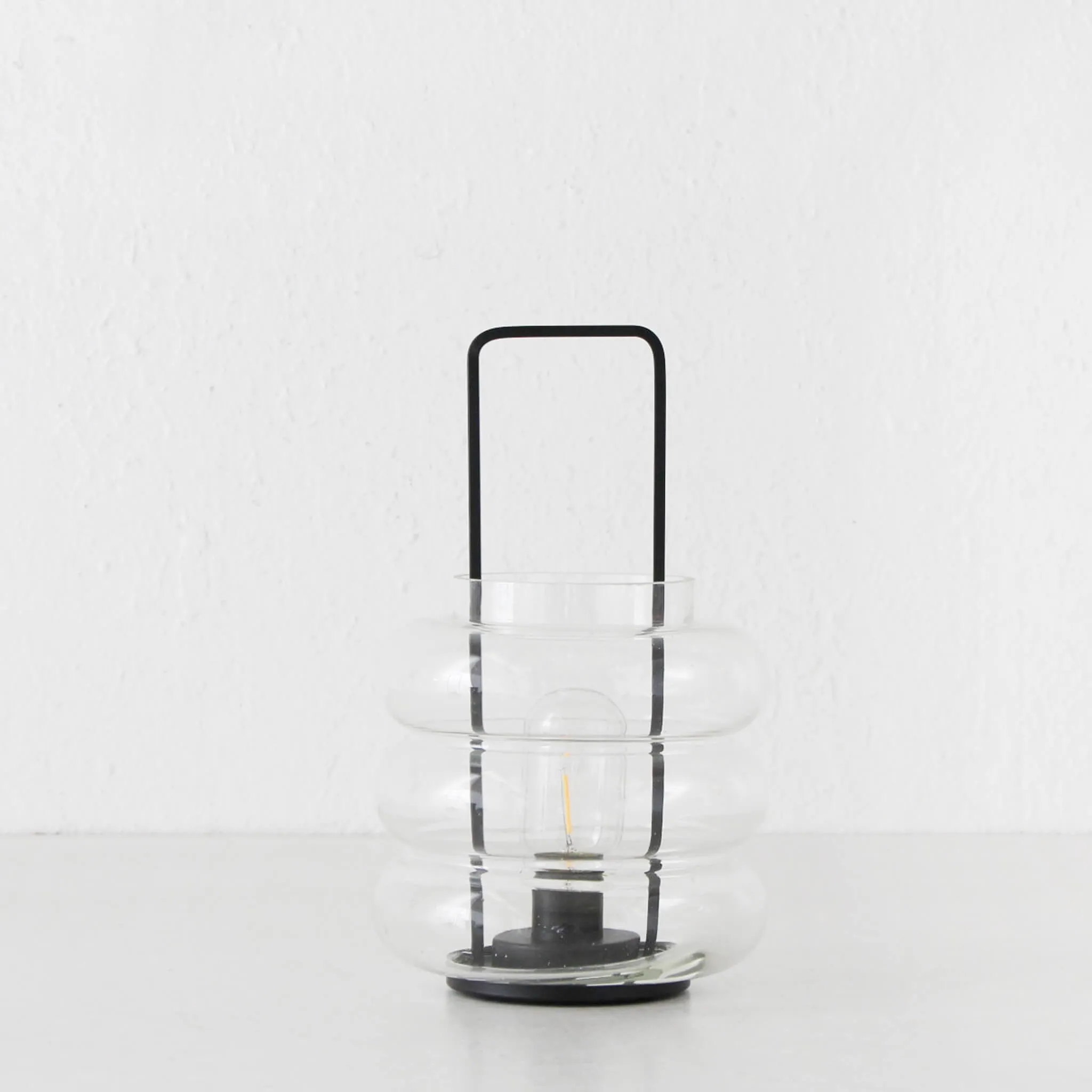 LAGUARDIA GLASS LED LANTERN  |  MATTE BLACK