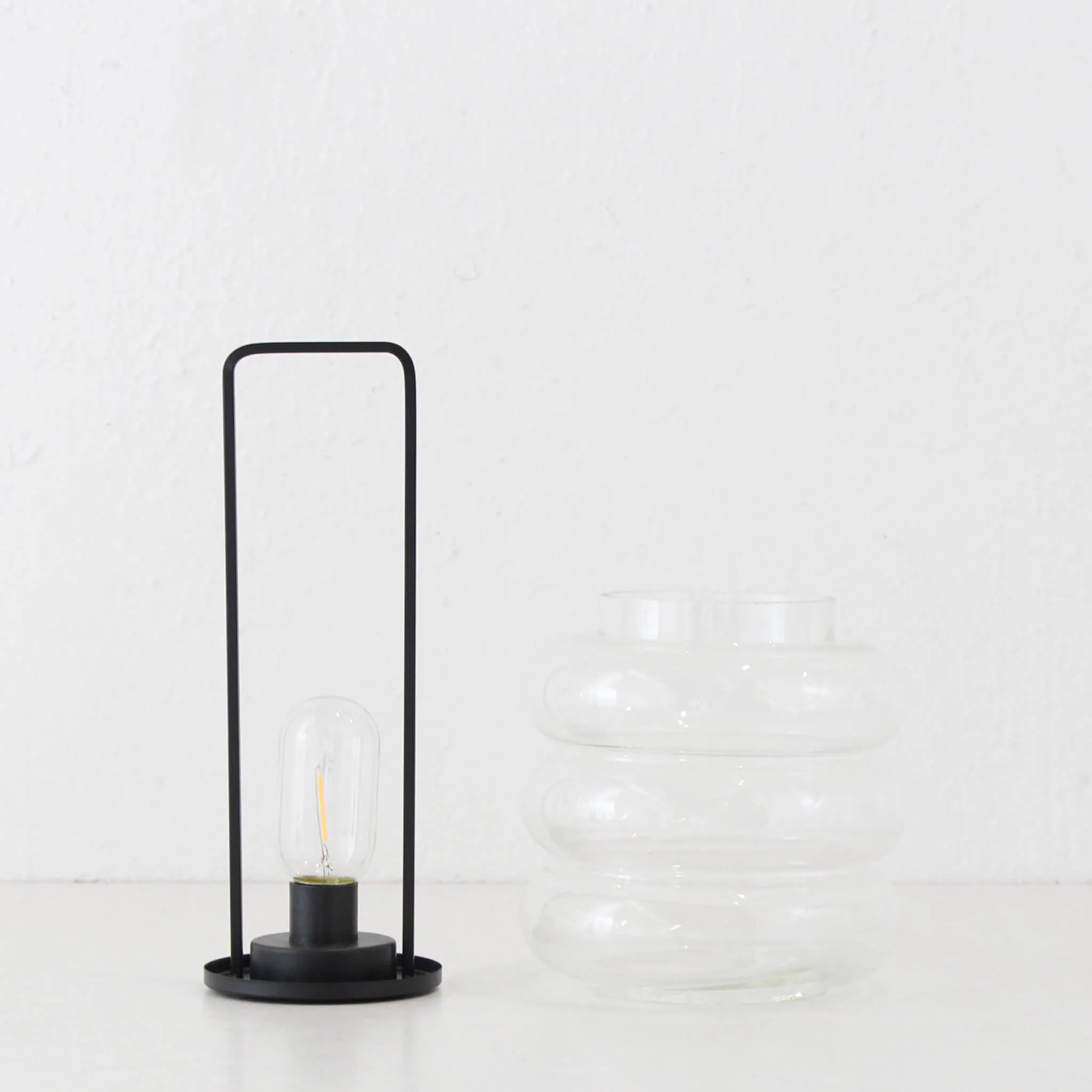 LAGUARDIA GLASS LED LANTERN  |  MATTE BLACK
