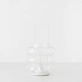 LAGUARDIA GLASS LED LANTERN  |  WHITE