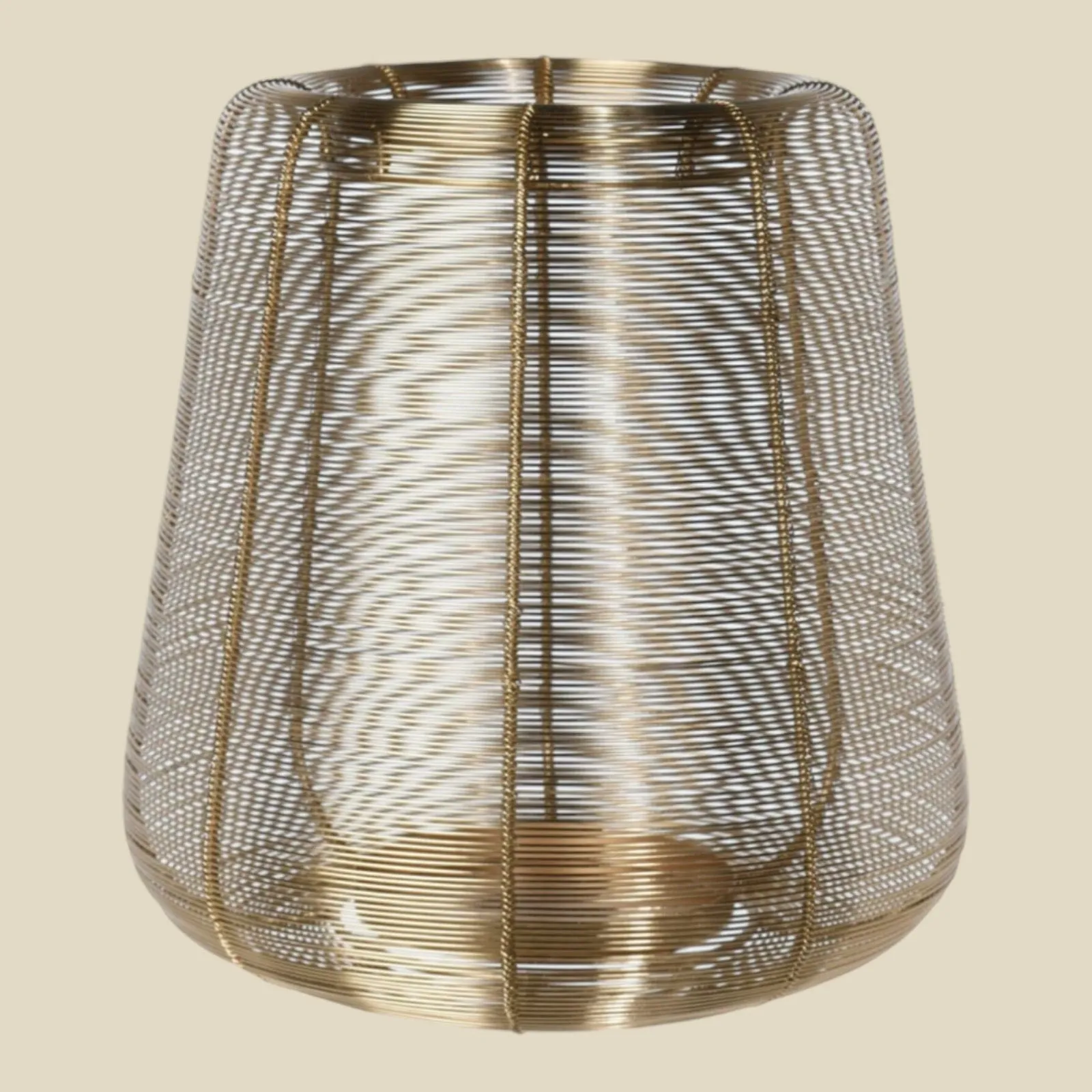 Metal Wired Lantern LARGE Gold Pillar Candle Holder Cage Christmas Home Wedding