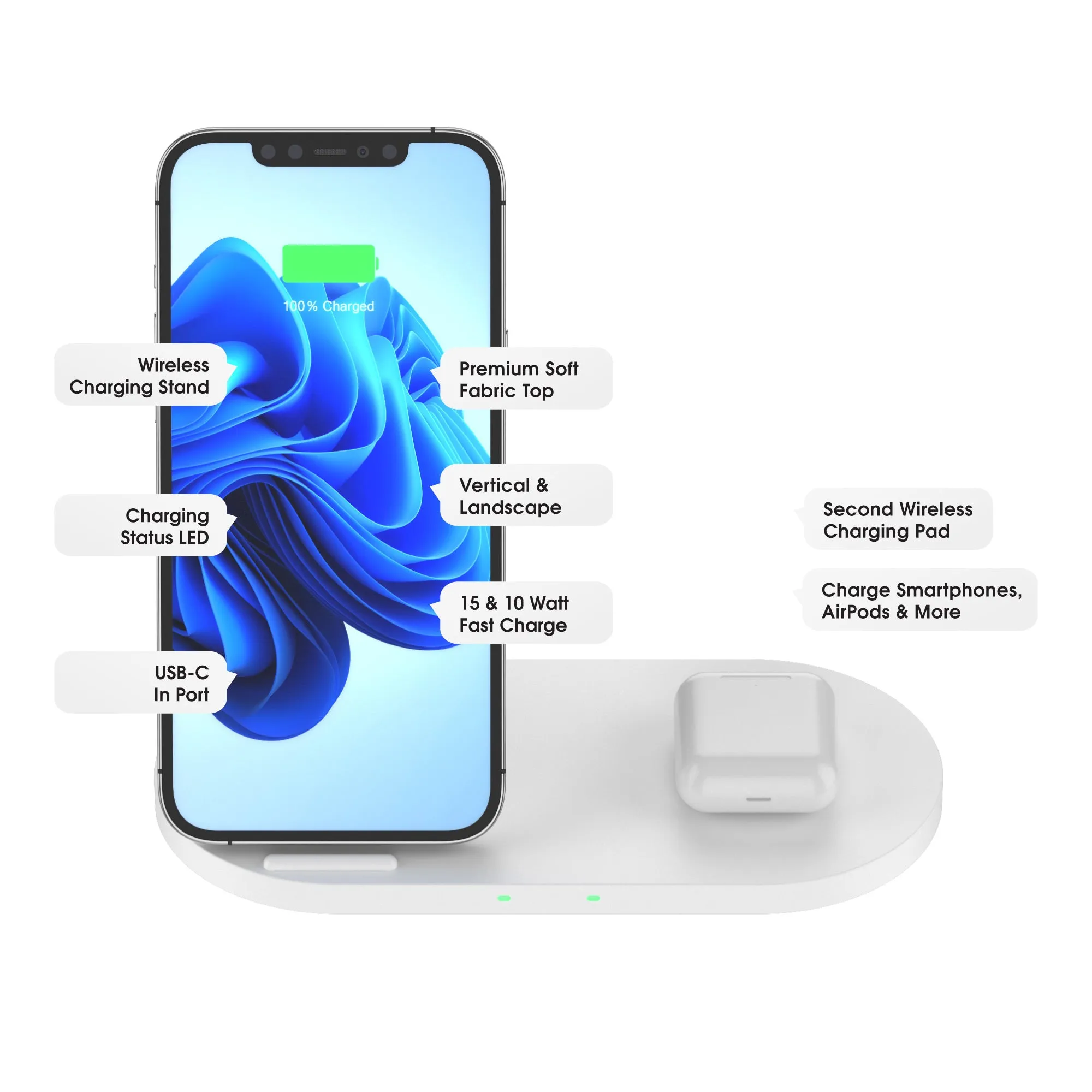Novo Dual Wireless Charging Station | 15 Watt Fast Charge