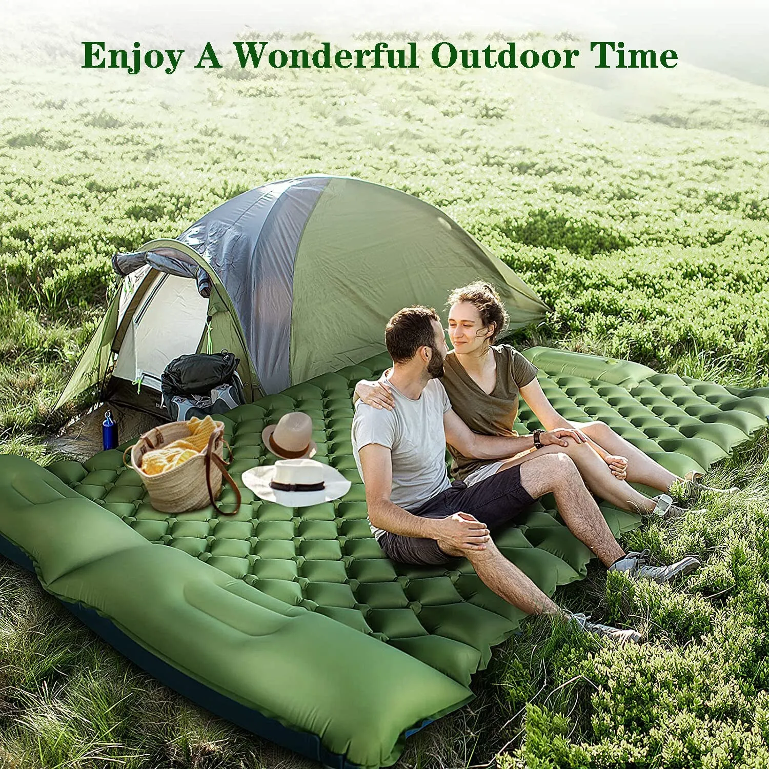 Outdoor Camping Sleeping Pad Air Matt Ultralight Inflatable Mattress Camp Bed Picnic Blanket