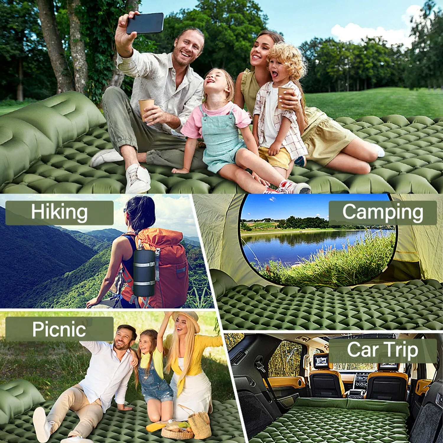Outdoor Camping Sleeping Pad Air Matt Ultralight Inflatable Mattress Camp Bed Picnic Blanket