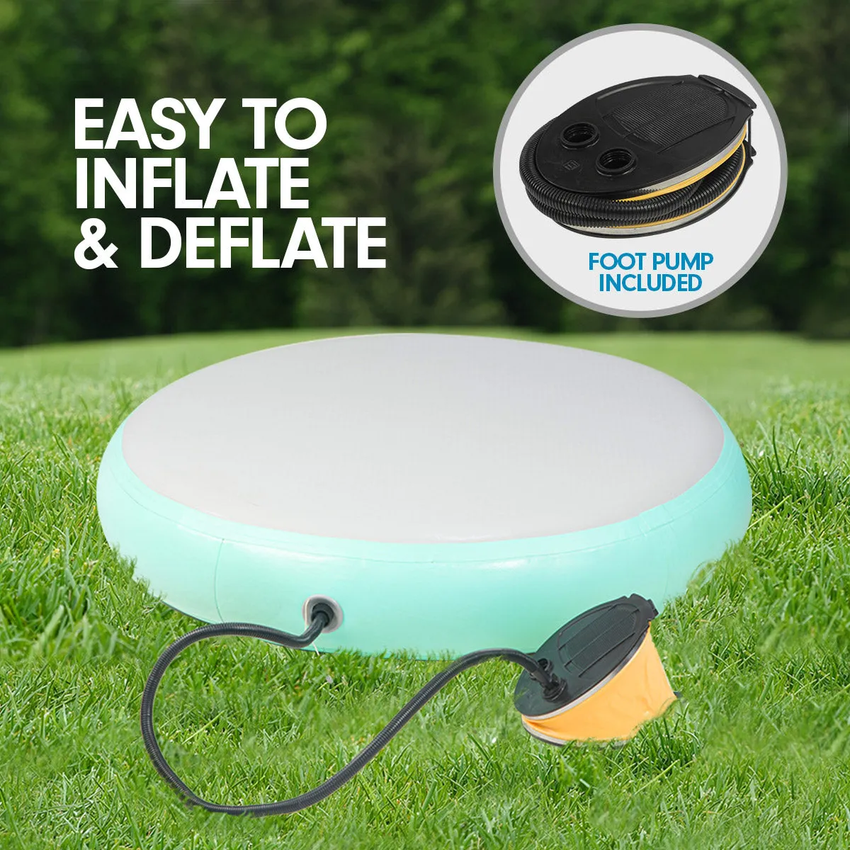 Powertrain 1m Air Track Spot Round Inflatable Tumbling Mat (Green)