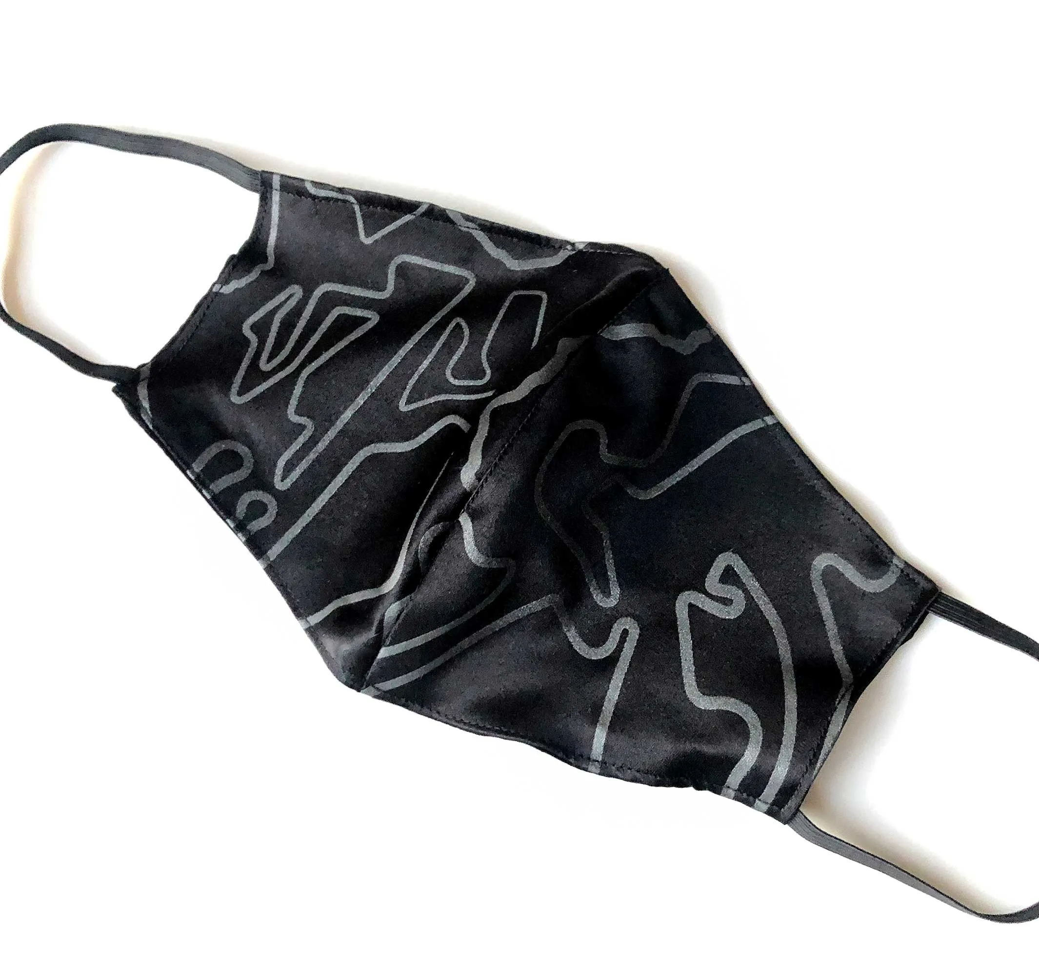 Race Tracks of the World fabric face cover, track map adjustable mask