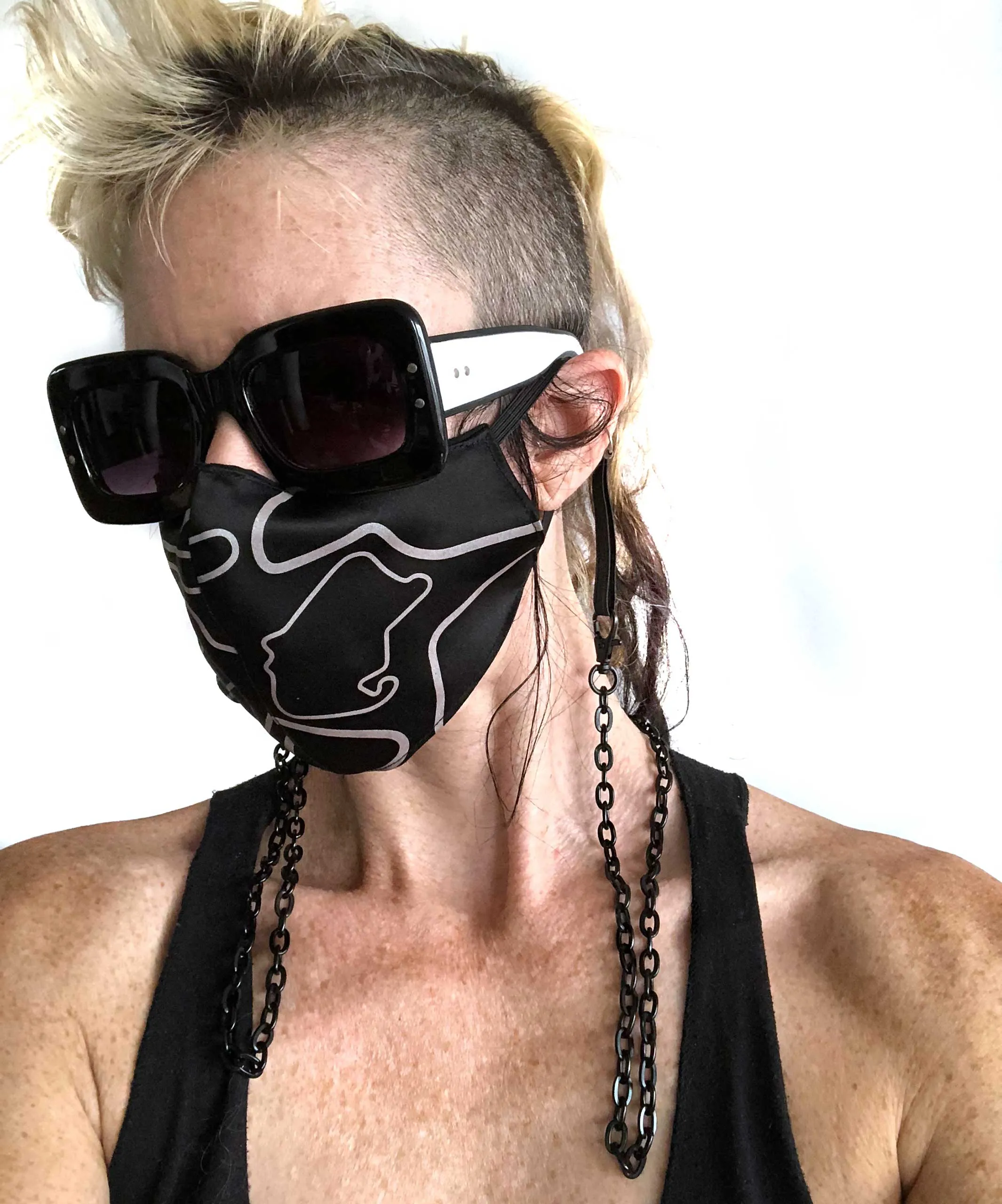 Race Tracks of the World fabric face cover, track map adjustable mask