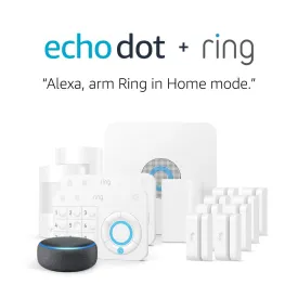 Ring Alarm 14-Piece Home Security Kit   Echo Dot 3rd Gen Smart Speaker On Sale