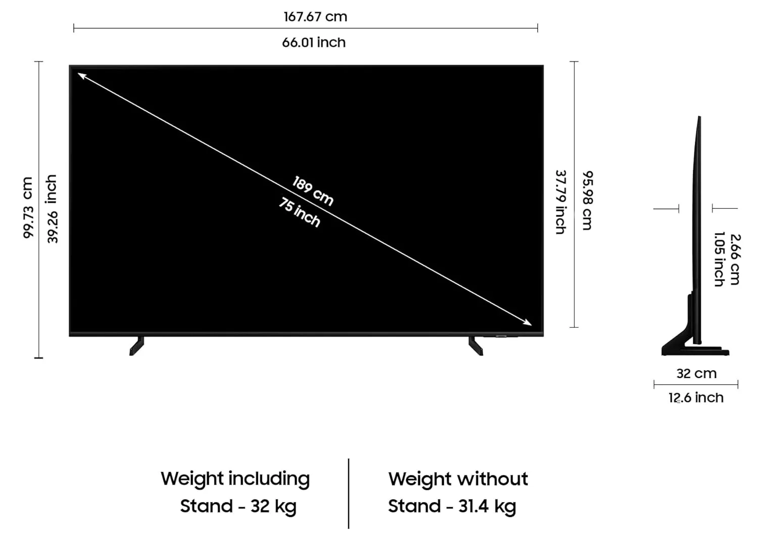 Samsung QA75Q60DAUXXL 75 Inch 4K Ultra HD Smart QLED TV | Quantum Processor Lite 4K | Dual LED | AirSlim Design