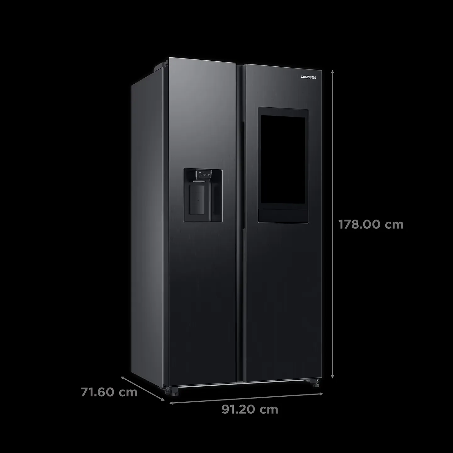 Samsung RS7HCG8543B1HL 615L 5-in-1 Convertible Side-by-Side Refrigerator | Family Hub | View Inside Camera | Wi-Fi Enabled | Digital Inverter Compressor | Non-Plumbing Dispenser | EZ Clean Black | 3 Star