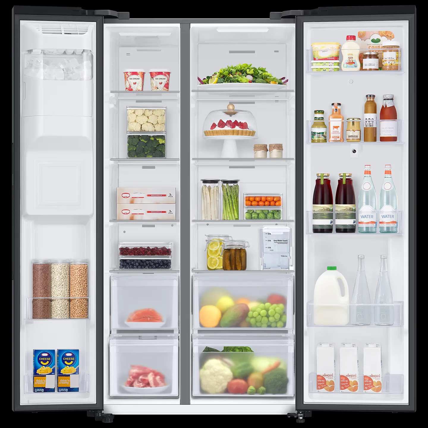 Samsung RS7HCG8543B1HL 615L 5-in-1 Convertible Side-by-Side Refrigerator | Family Hub | View Inside Camera | Wi-Fi Enabled | Digital Inverter Compressor | Non-Plumbing Dispenser | EZ Clean Black | 3 Star