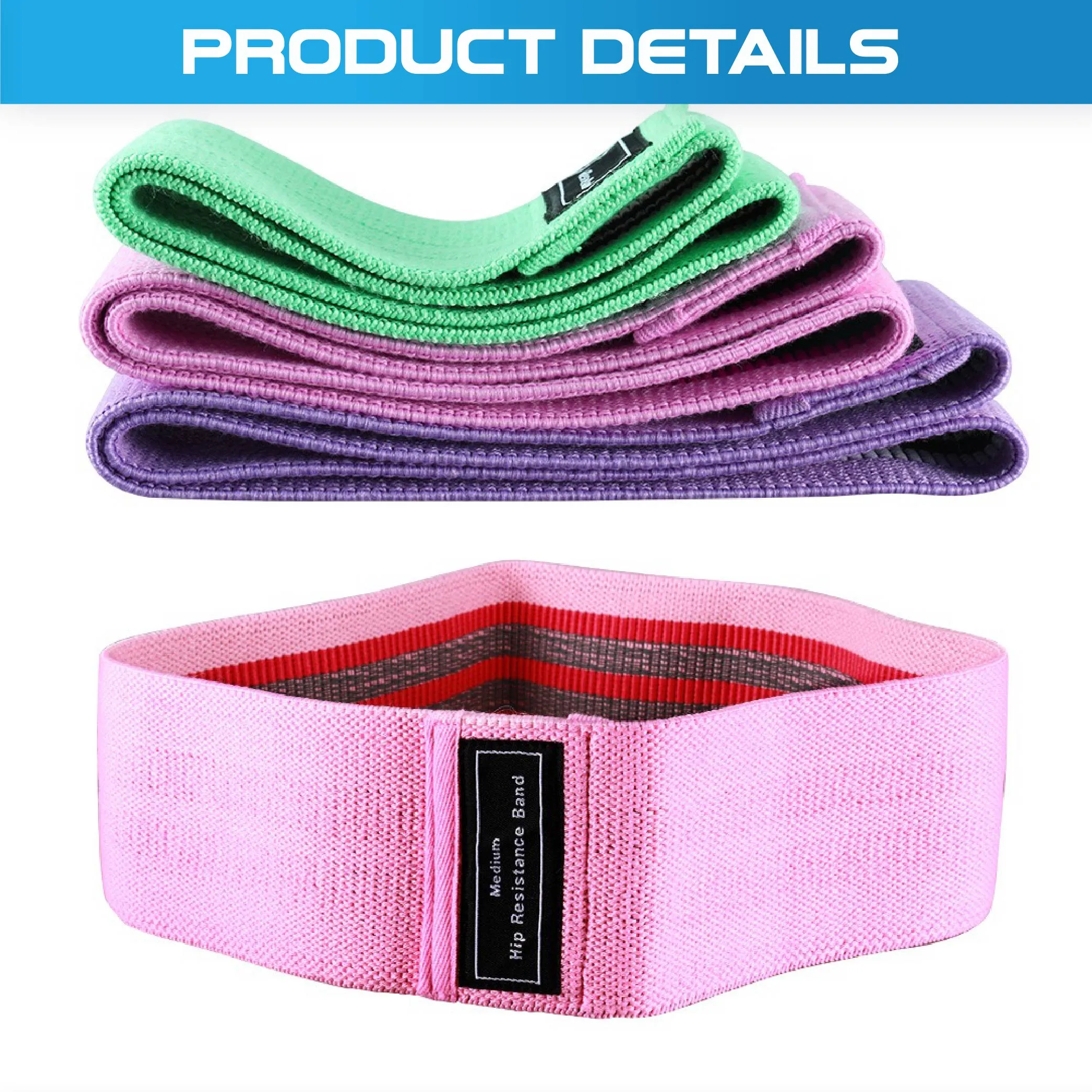 Set of 3 Fabric Hip Resistance Bands
