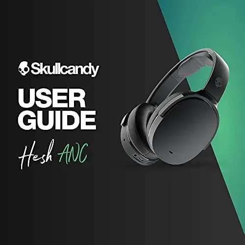 Skullcandy Hesh ANC Over-Ear Noise Cancelling Wireless Headphones with Charging Cable, 22 Hr Battery, Microphone, Works with iPhone Android and Bluetooth Devices - True Black