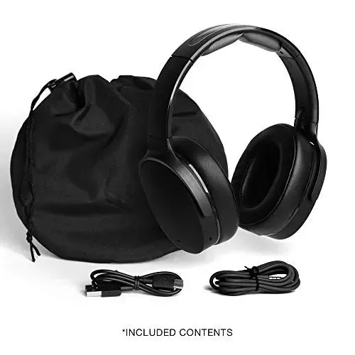 Skullcandy Hesh ANC Over-Ear Noise Cancelling Wireless Headphones with Charging Cable, 22 Hr Battery, Microphone, Works with iPhone Android and Bluetooth Devices - True Black