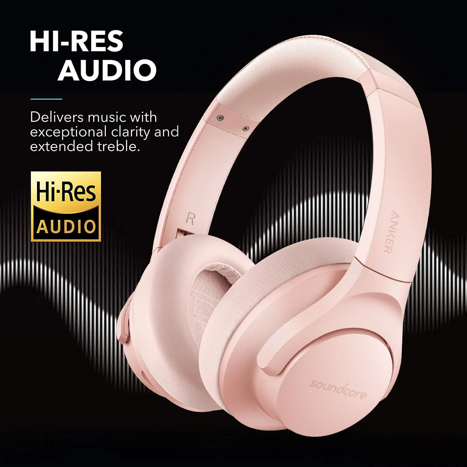 Soundcore Anker Life Q20 Hybrid Active Noise Cancelling Headphones, Wireless Over Ear Bluetooth Headphones, 60H Playtime, Hi-Res Audio, Deep Bass, Memory Foam Ear Cups, Travel, Office, USB-C Charging