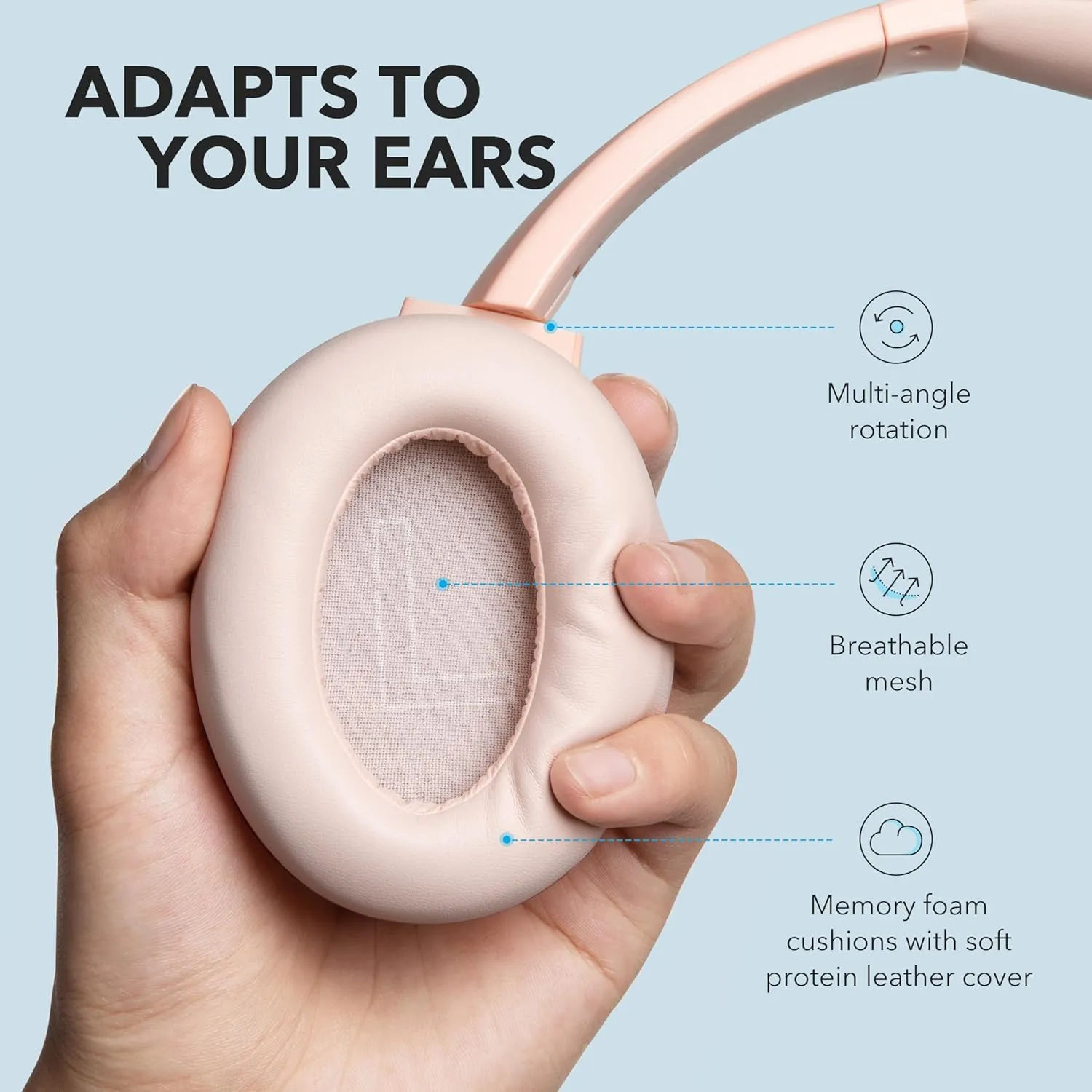 Soundcore Anker Life Q20 Hybrid Active Noise Cancelling Headphones, Wireless Over Ear Bluetooth Headphones, 60H Playtime, Hi-Res Audio, Deep Bass, Memory Foam Ear Cups, Travel, Office, USB-C Charging